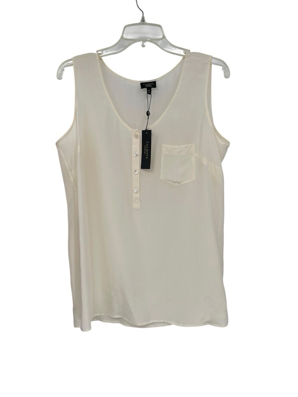 NWT Talbots Tank Top Sleeveless Blouse Ivory Silk Buttons Size 1X Petite